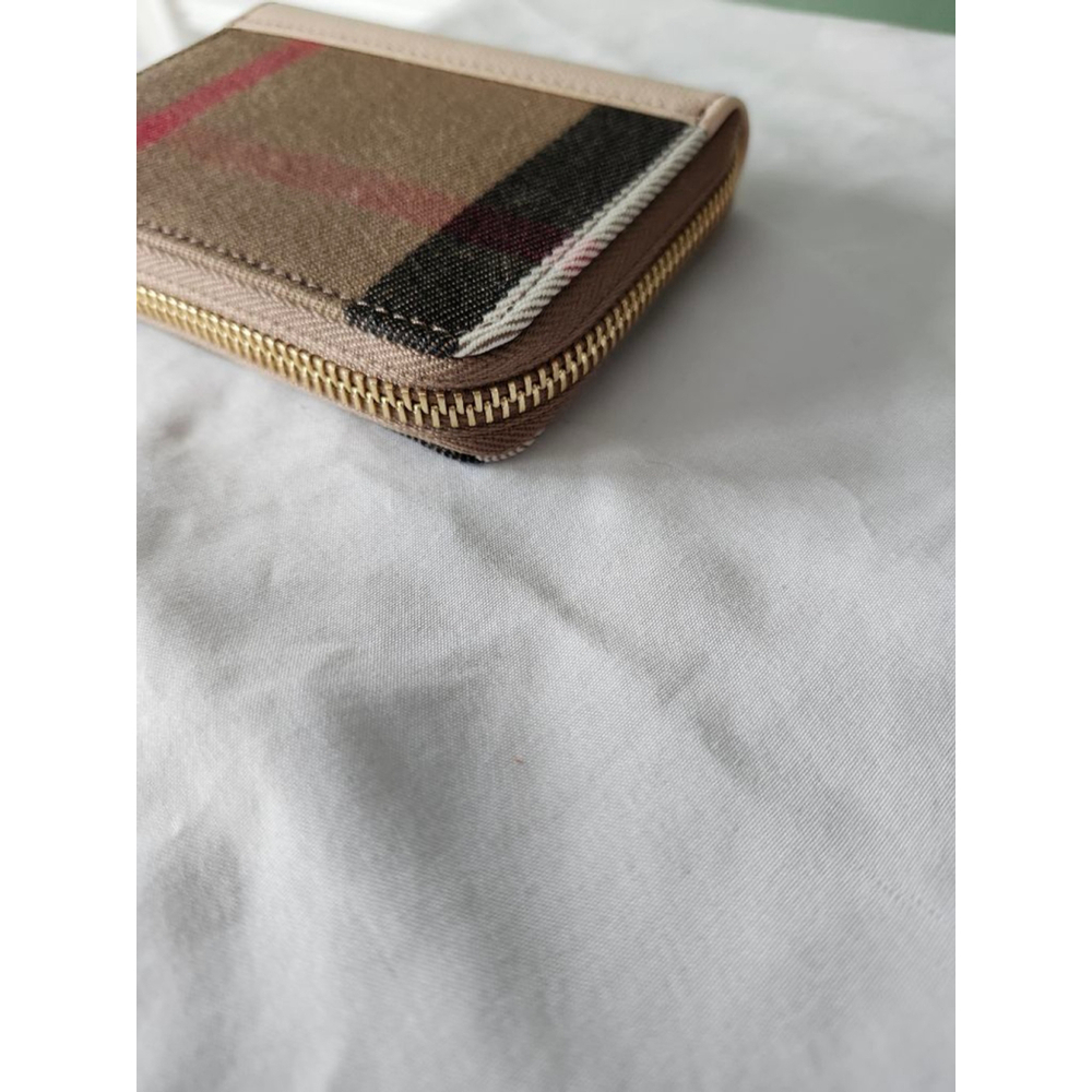 Burberry Mini Zip Around Wallet in Beige and Red Plaid - Picture 4 of 6